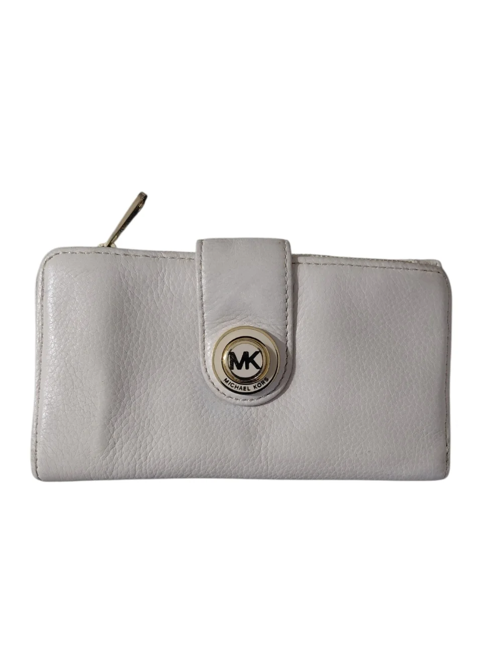 Michael Kors White Leather Snap Continental Wallet
